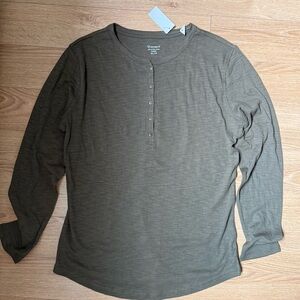 5/$25 -  Segments Olive Green Long Sleeve Henley Shirt